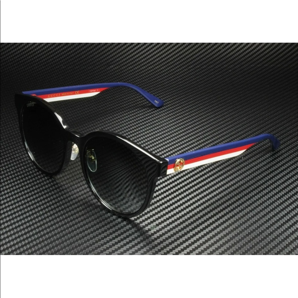 GUCCI GG0416SK 001 Round Oval Black Grey Women's Sunglasses 55 mm